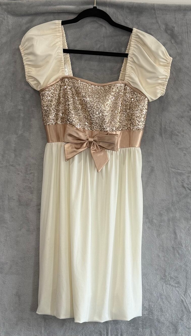 VINTAGE Y2K Jessica McClintock for Gunne Sax Bubble Hem HOCO Sequin Dress Sz 7